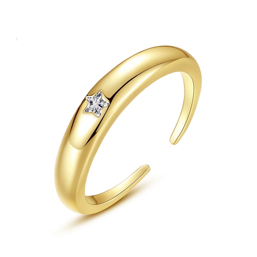Fashion Classic Natural Stone Copper Ip Plated Cubic Zircon Adjustable Opening Rings Jewelry Men Women Ring