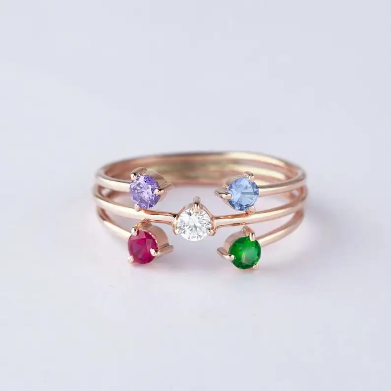 Wholesaler Family Member Mothers Birthstone Rings Personalized Birthstone Minimalist Ring Ring