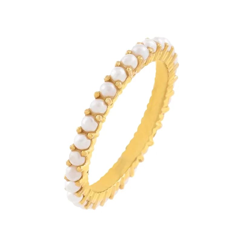 Wholesale Simple Delicate Gold Plated Brass Thin Multi Pearl Jewelry Ring For Women Ring