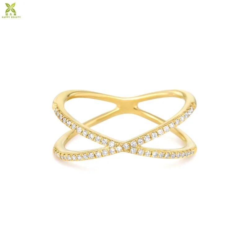 Custom Women Sterling Silver Micro Pave Cz Diamond Stone Setting Rings Cross X Ring Ring