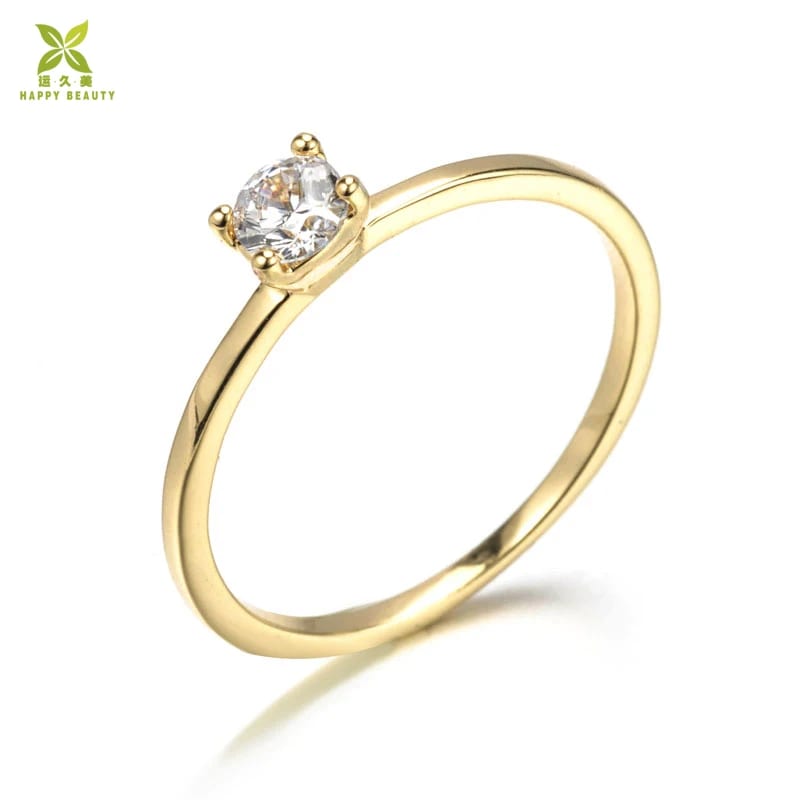 Latest Wedding Ring Jewelry 18k Gold Plated Single Stone Ring Designs Ring