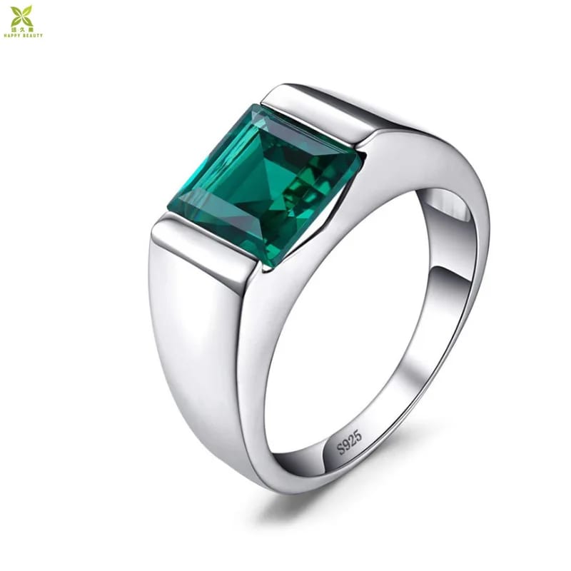 Wholesale 925 Sterling Silver Green Ruby Stone Ring For Men Ring