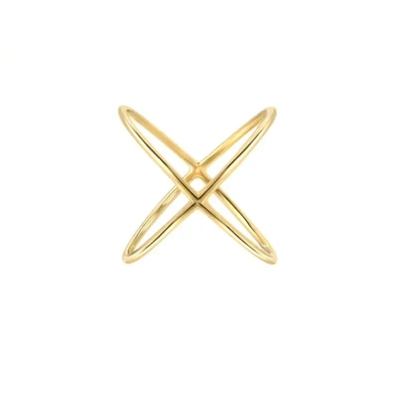 Simple 14k Gold Plated 925 Sterling Silver Cross X Ring Designs Ring