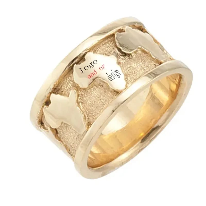 New Style 18 K Gold Plated Stainless Steel African Map Ring Men Ring