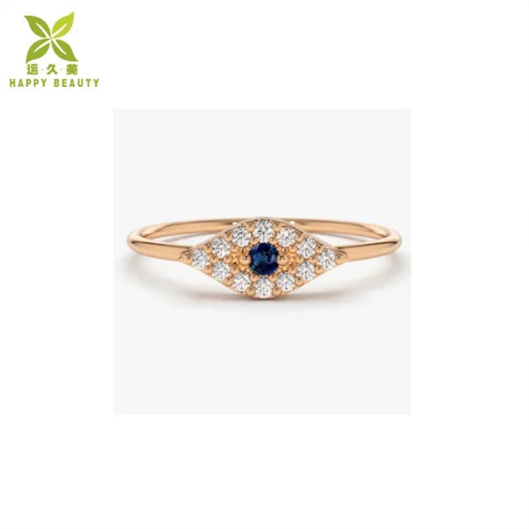 Hot Sell Custom Gold Plated 925 Sterling Silver Blue Eye Rings Women Wholesale Ring