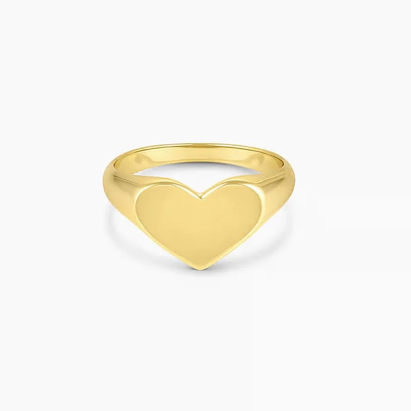 Fashion Jewelry 925 Sterling Silver 18k Gold Plated Custom Engraved Love Heart Signet Band Ring Women Ring