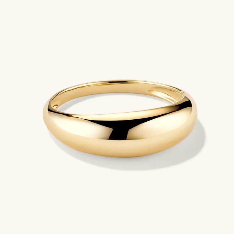 925 Sterling Silver Minimalist Jewelry 18k Gold Plated Classic Thin Dome Signet Ring For Ladies Ring