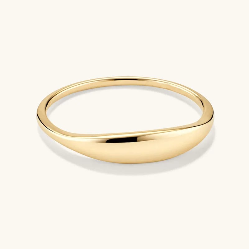 Factory Wholesale Custom 925 Sterling Silver 18k Gold Plated Slim Signet Ring For Women Ring