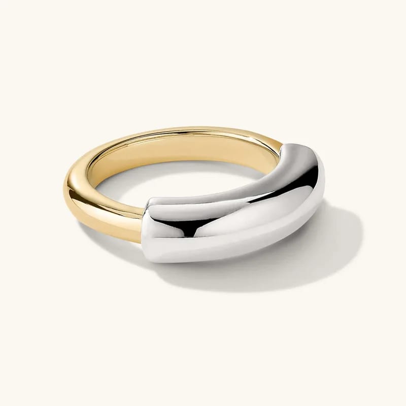 Newest Minimalist 18k Gold Vermeil 925 Sterling Silver Mixed Tube Rings For Women Ring