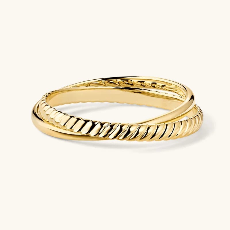 Fashion Minimalist 925 Sterling Silver 18k Gold Plated Stackable Duo Ring Jewelry For Women Ring