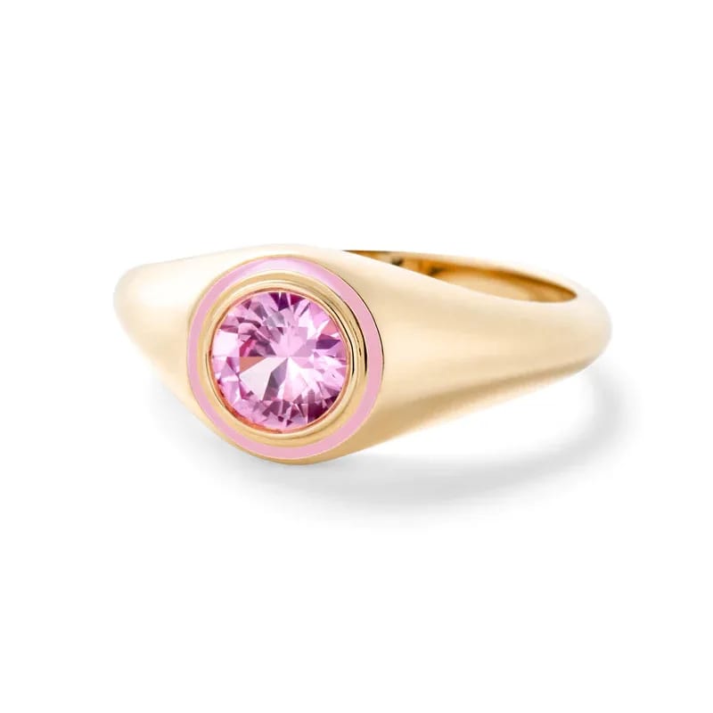 Classic Fashion Colored Stone Rectangle Bezel Signet Ring For Women Ring