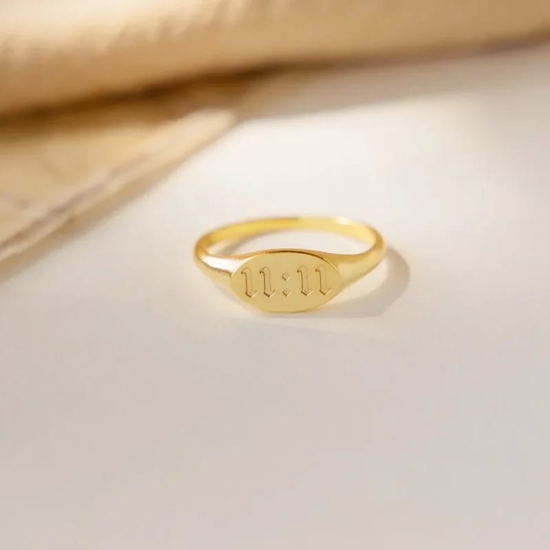 925 Sterling Silver Rings Custom Angel Number Ring 18k Gold Plated 11:11 Oval Signet Dainty Rings For Women Ring