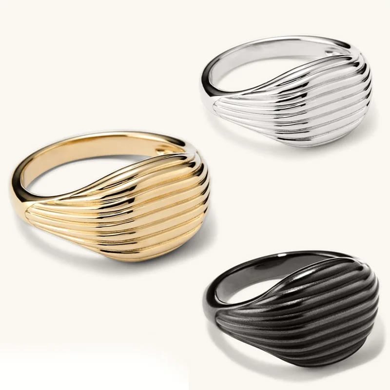 Latest Trendy 925 Sterling Silver 18k Gold Plated Classic Parallel Signet Ring For Men Women Ring