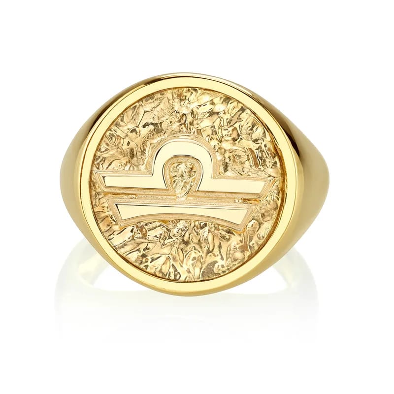 12 Horoscope Jewelry Custom Engraved 18k Gold Plated Astrology Symbol Signet Zodiac Sign Ring Ring