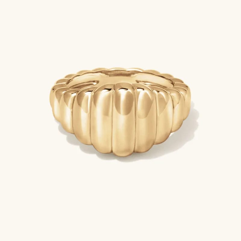 Simple Trendy 925 Sterling Silver 18k Gold Plated Bold Signet Ring Women Ring