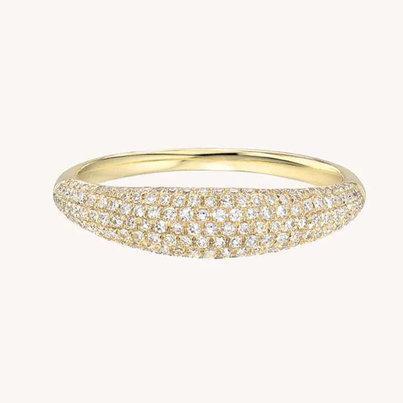 Dainty New Design 925 Sterling Silver Jewelry 18k Gold Plated Diamond Pave Dome Rings For Women Ring
