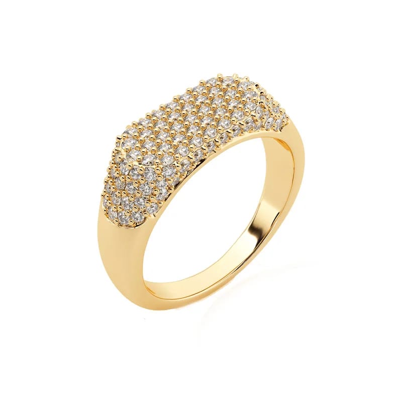 Custom Delicate 18k Gold Plated 925 Sterling Silver Jewelry Cz Diamond Pave Signet Ring For Women Ring