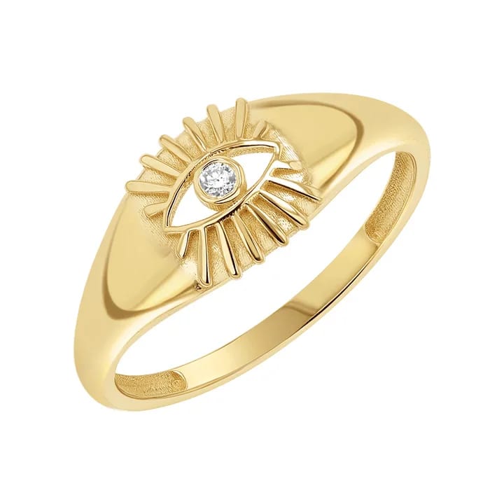 Custom Fashion Jewellery Sunbeam Evils Eye Ring Cubic Zirconia 18k Gold Plated Women Rings Ring
