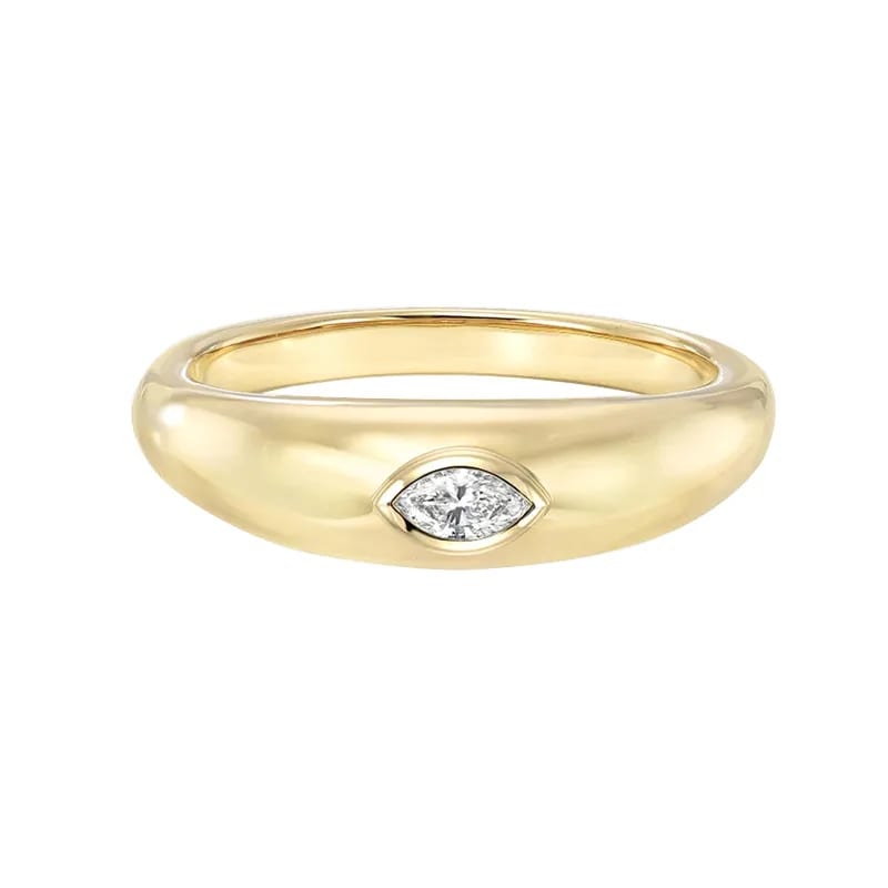 Fashion Jewelry 925 Sterling Silver 18k Oval Cz Diamond Marquise Dome Ring Ring