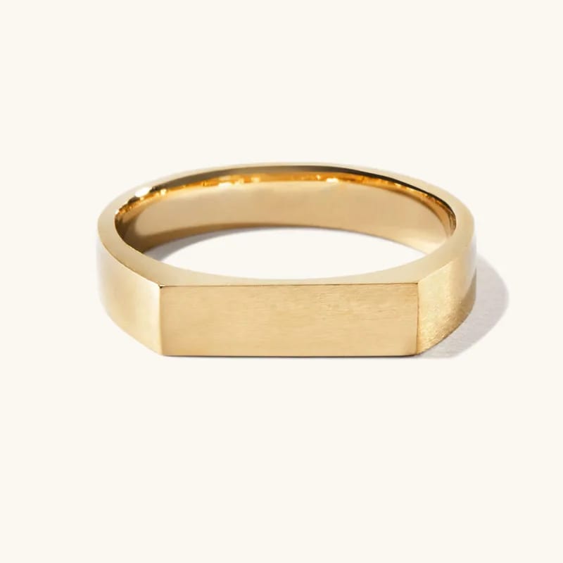 Personalized Custom Jewelry Stainless Steel 18k Gold Plated Engraved Slim Rectangle Men’s Signet Ring Ring