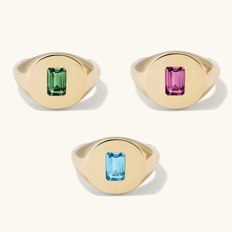 Wholesale Custom 18k Gold Plated 925 Sterling Silver Jewelry Women Classic Square Diamond Signet Pinky Ring Ring