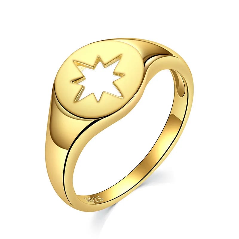 Custom Mens S925 Sterling Silver 14k Gold Plated Hollow Out Star Ring Fine Jewelry Women Ring