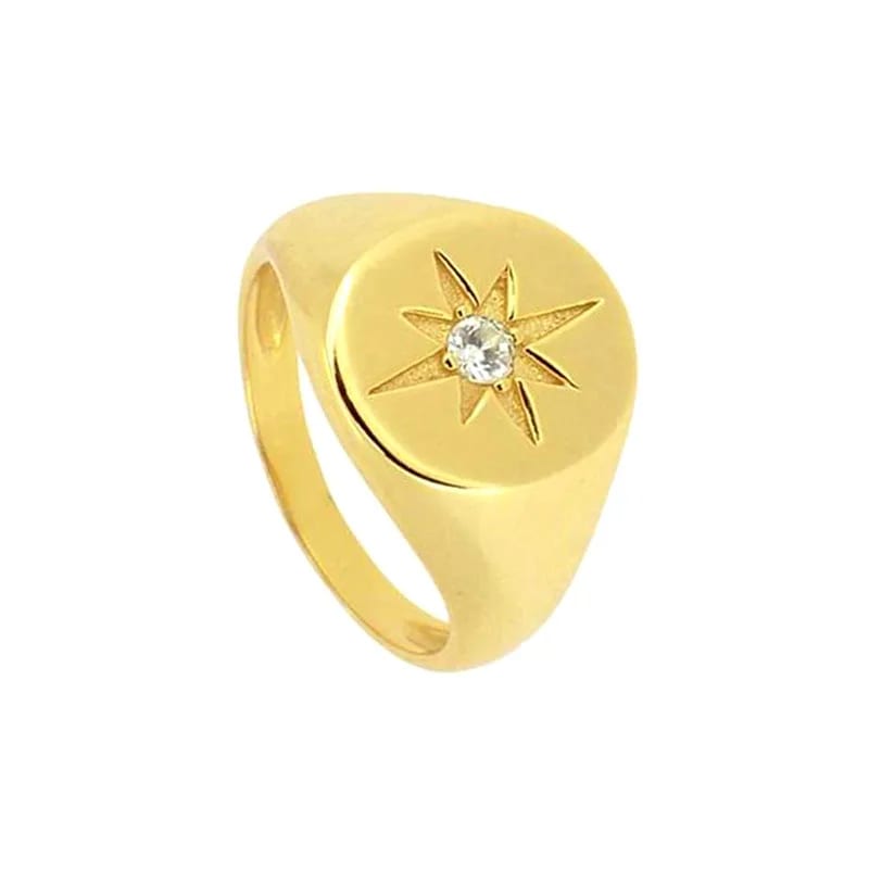 Fine Jewelry 18k Gold Ip Plated Zircon Brass Rings Women Simple Jewelry Ring