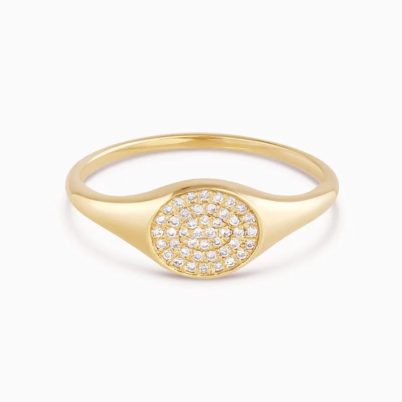 Latest Design Gold Plated Signet Rings Jewelry Custom Cz Diamond Pave Signet Ring For Women Ring