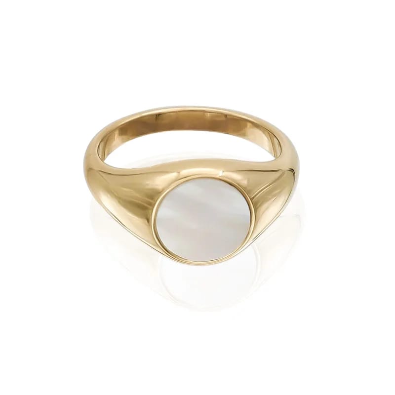 Minimalist Trendy Jewelry Gold Plated Women Natural Opal Signet Ring Wholesale Ring