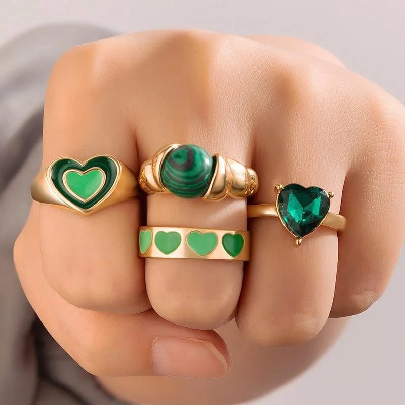 Wholesale Custom Double Layer Colorful Enamel Heart Finger Rings Jewelry For Women Ring