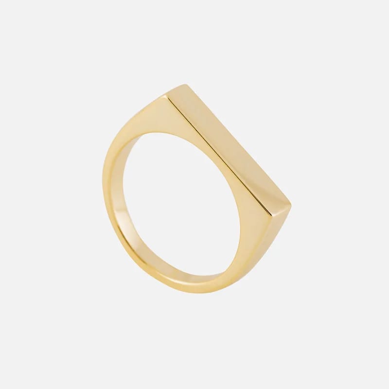 Minimalist Geometric Ring Simple Gold Rings Stacking Rectangle Blank Signet Ring For Women Ring