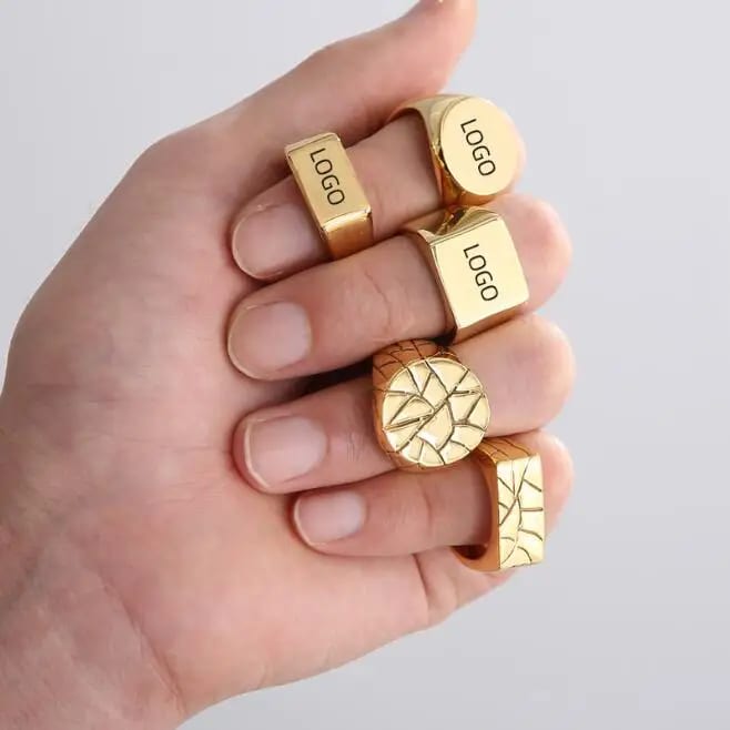 2024 Stainless Steel Custom Signet Ring Family Gold Color Signet Ring Jewelry Ring