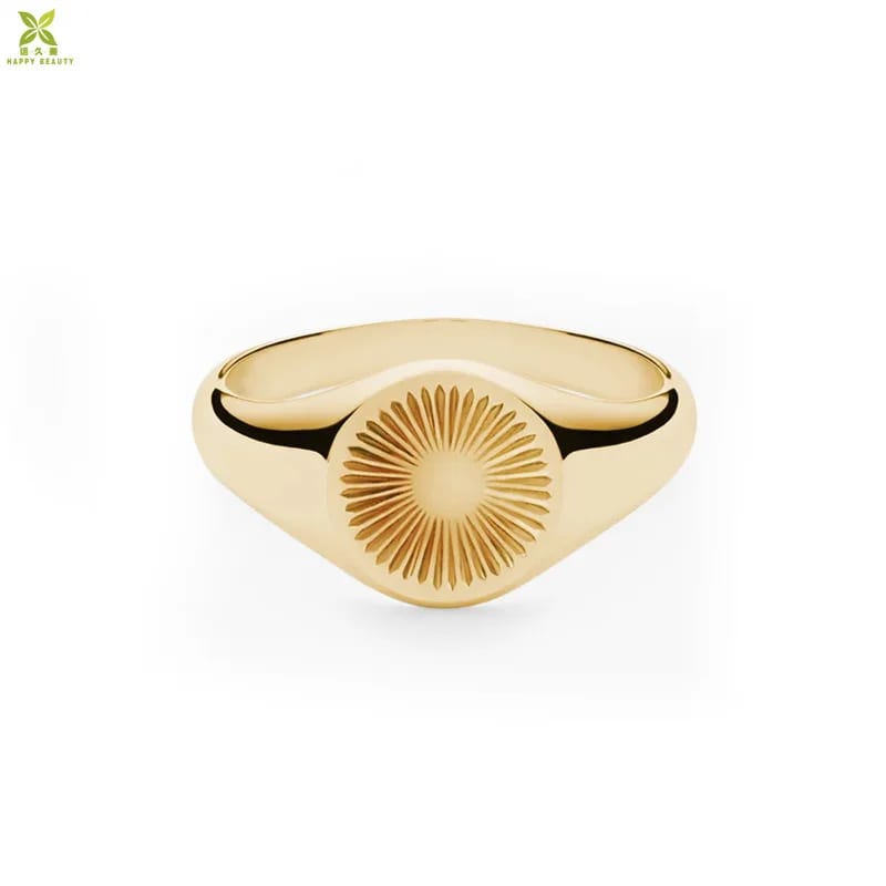 925 Sterling Silver Gold Filled Sun Signet Ring For Men Ring