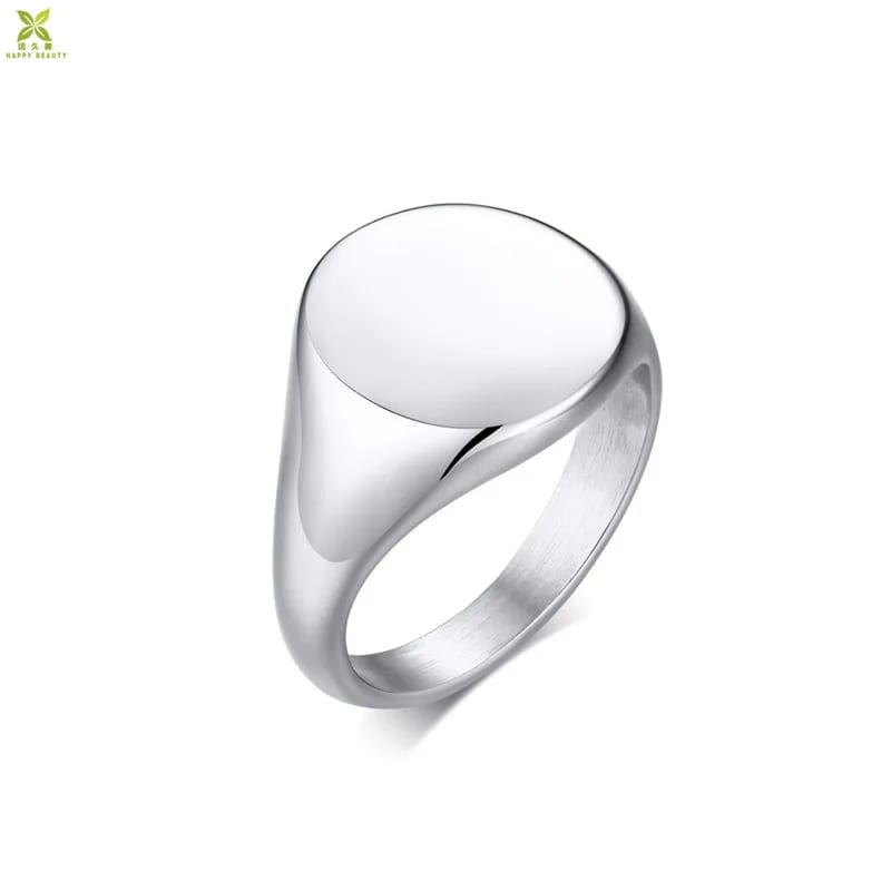 High Polished Men Custom Rings Round Shaped Stainless Steel Blank Signet Ring Ring