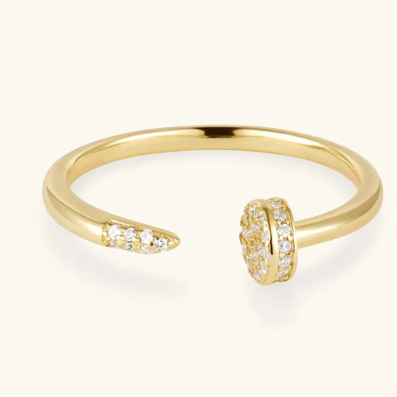 Fashion Jewelry Women 18k Gold Plated 925 Sterling Silver Adjustable Pave Cubic Zircon Diamond Nail Rings Ring