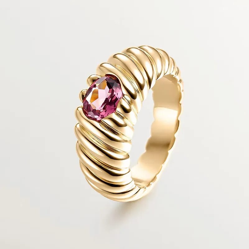 New Arrivals 18k Gold Plated 925 Silver Pink Rhodolite Gallon Ring Fine Jewelry Fingers Luxury Rings For Women Ring