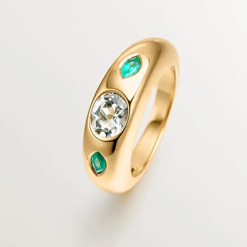 2024 Jewelry New Trendy 18k Gold Plated Vermeil 925 Sterling Silver Cz Paved Diamond Dome Ring For Women Ring