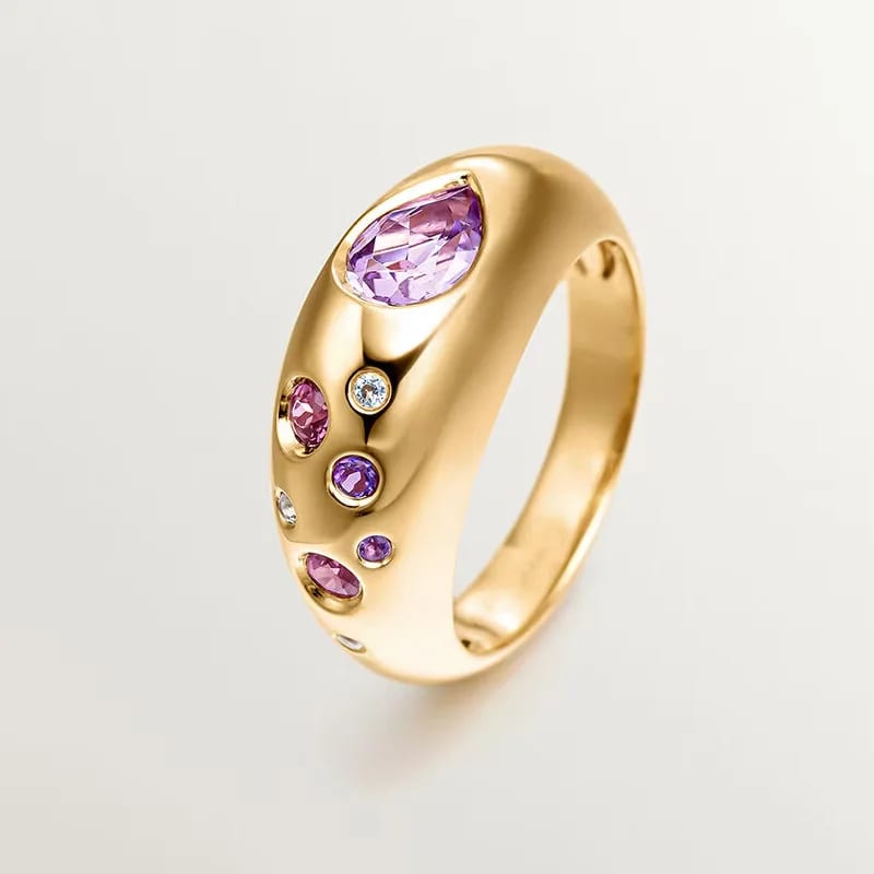 Popular Geometric Rainbow Colors Bezel Cubic Zirconia Custom Fine Jewelry Rings Ring