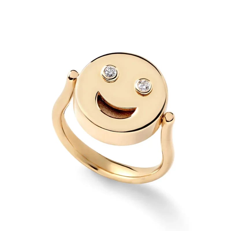 New Design 18k Gold Plated Happy/sad Flip Ring Jewelry For Women Ring