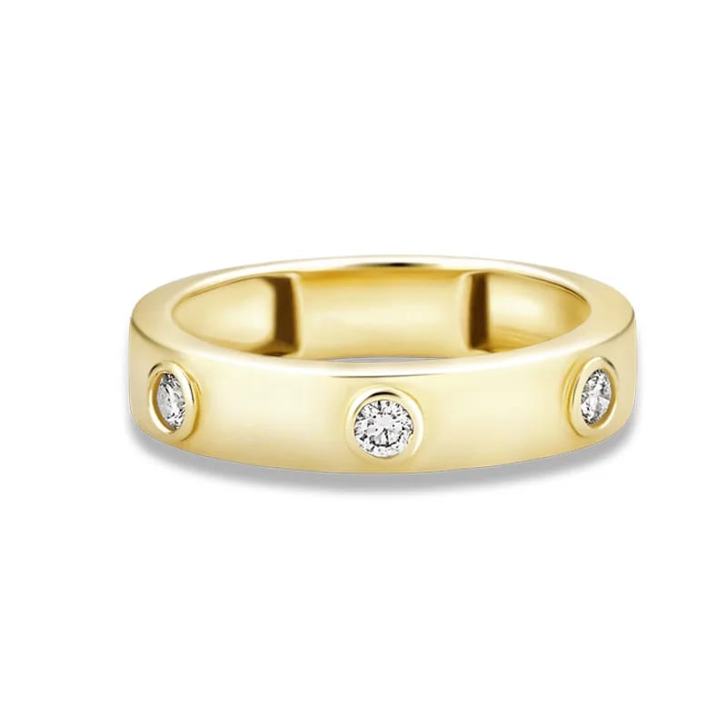 High Quality 925 Sterling Silver 18k Gold Together Forever Diamond Trio Band Ring Ring
