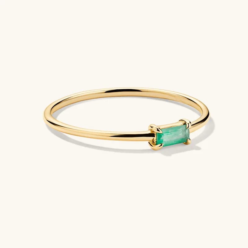 Fine Jewelry 925 Sterling Silver Luxury 14k Gold Baguette Emerald Stacker Ring For Women Ring