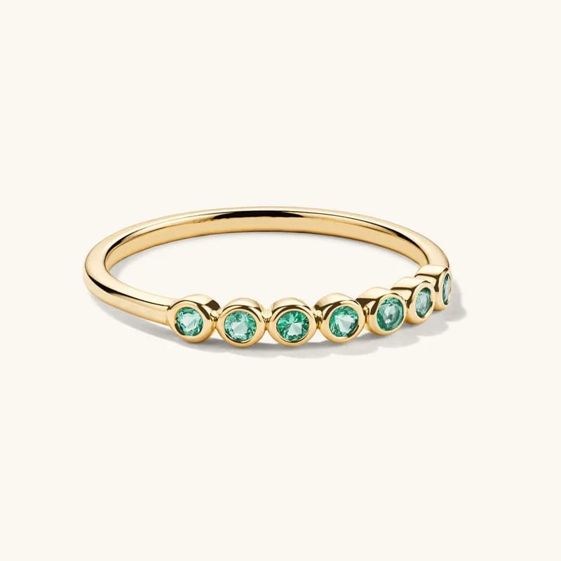 925 Sterling Silver Gold Plated New Designer Fashion Bezel Emerald Half Eternity Band Ring For Woman Ring