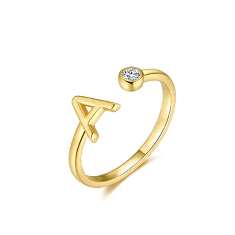 Personalize Custom 18k Gold Plated Adjustable Initial Birthstone Ring For Women Stackable Fashion Unique Birthday Gifts Gifts Ring