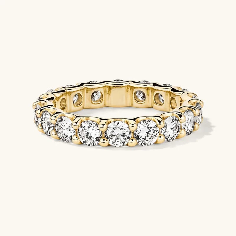 Custom Fashion Women Jewelry 18k Gold Plated Stackable Cubic Zirconia Eternity Band Rings Ring