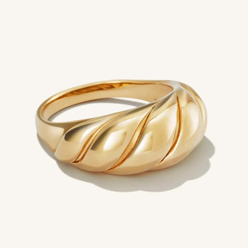 Wholesale Custom Hypoallergenic Women’s Jewelry 18k Gold Plated Chunky Twisted Croissant Dome Ring Ring