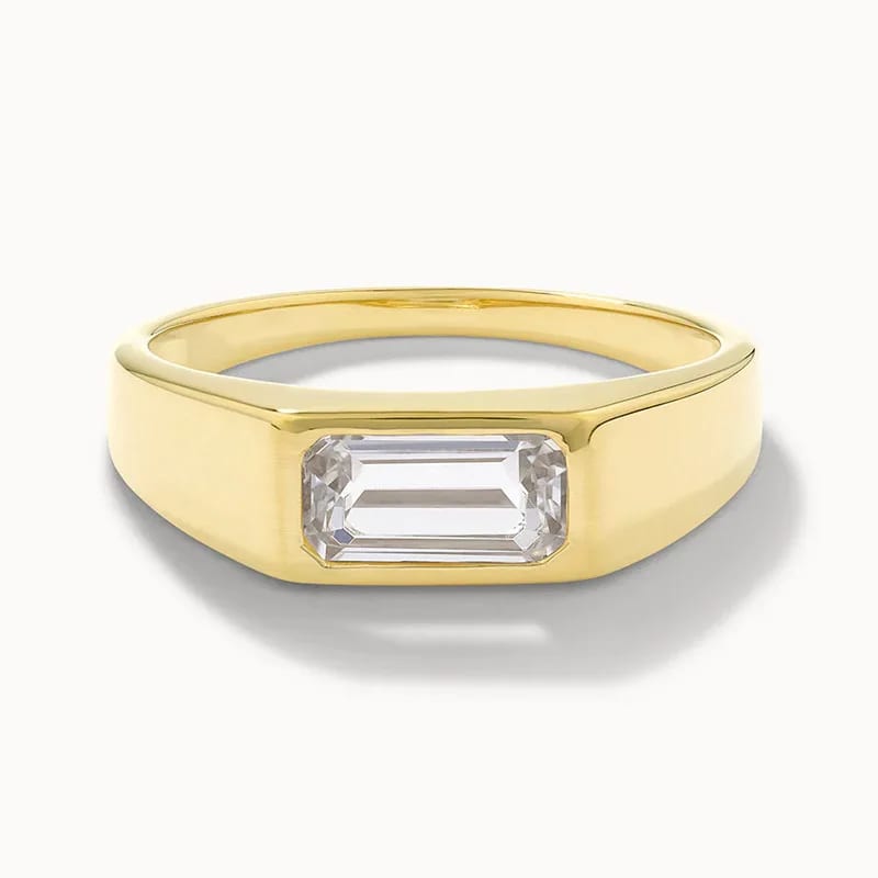 SXS JEWELRY Jewelry Trendy Minimalist 18k Gold Plated Cubic Zircon Baguette Signet Pinky Ring Ring