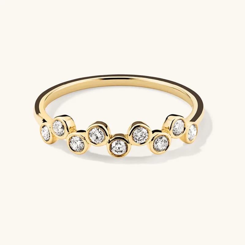 Dainty 18k Gold Plated Ring Minimalist 925 Sterling Silver Sparkle Cz Zirconia Zig-zag Rings Ring