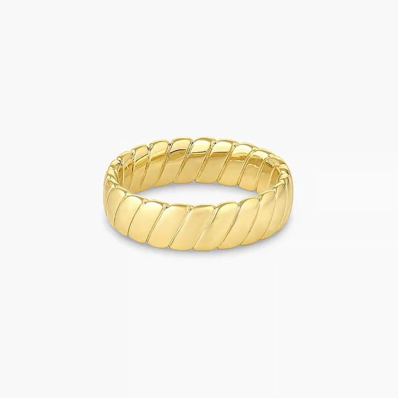 Latest Design 18k Gold Plated 925 Sterling Silver Textured Design Stackable Twisted Band Ring For Women Fashion Jewelry Ring