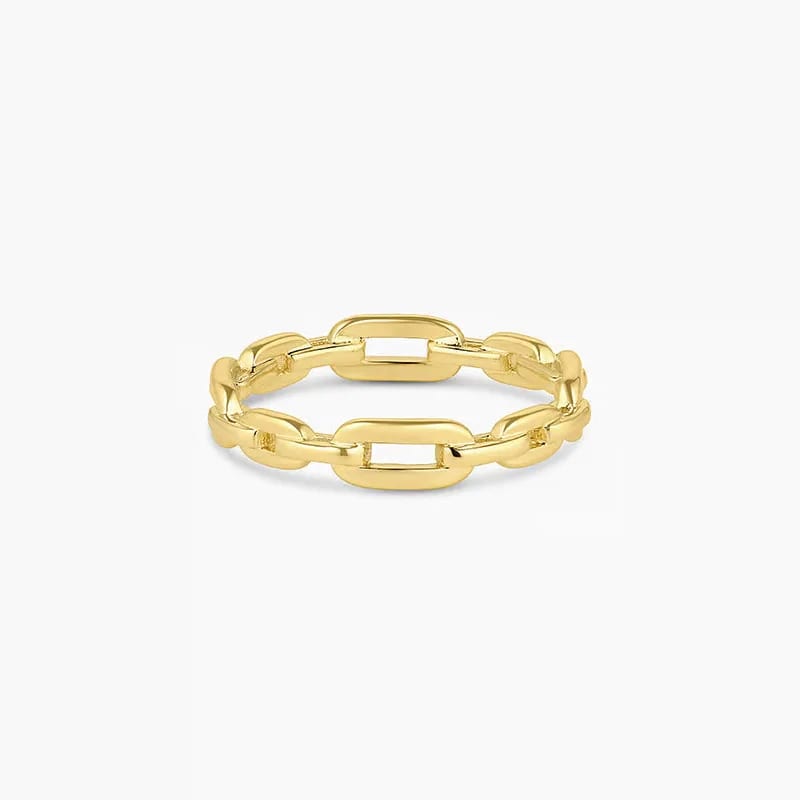 Customized 925 Sterling Silver 18k Gold Plated Jewelry Personalized Chain Link Ring For Women And Girls Ring