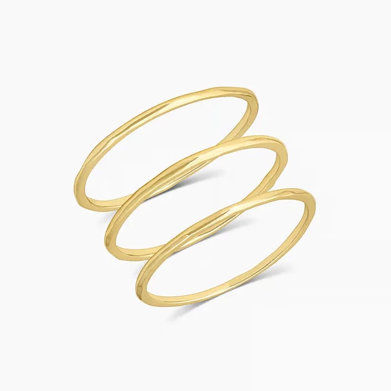Fashion Jewelry Dainty 925 Sterling Silver Ring Set For Girls Classic Minimalist 18k Gold Plated Stacking Ladies Rings Ring